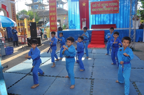 Biểu diễn võ cổ truyền của dân tộc (Ảnh: ĐB)