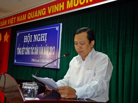Ông Bùi Minh Tuấn - Phó Bí thư Thành uỷ thành phố Bến Tre phát biểu tại hội nghị.